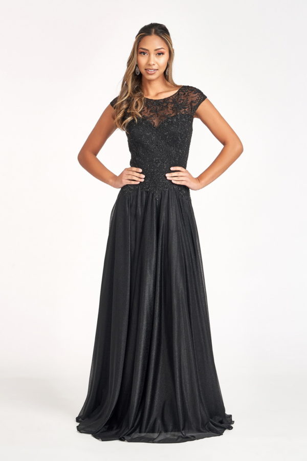 Beads Embellished Embroidered A-line Dress w/ Scoop-Neck-2
