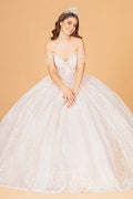 Jewel Mesh Quinceanera Dress w/ Mini Bag and Separate Long Sleeves-1