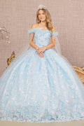 Feather 3-D Flower Quinceanera Gown w/ Detachable Side Mesh Layer-0
