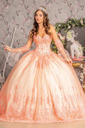Jewel Sequin Sweetheart Mesh Ball Gown w/ Long Sheer Sleeves-4