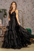 Sequin Bead Sweetheart Ruffled Skirt Mesh A-line Long Dress-0