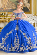 Embellished Fold Over Off Shoulder Straps Corset Bodice Train Ball Gown With Detachable Back Bow-0