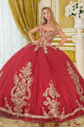 Off Shoulder Embellished V Neckline Corset Bodice Train Ball Gown With Detachable Bow-0