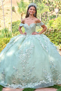 Off Shoulder V Neckline Corset Bodice Cascading Waist Ruffles Train Gown With Detachable Back Bow-0