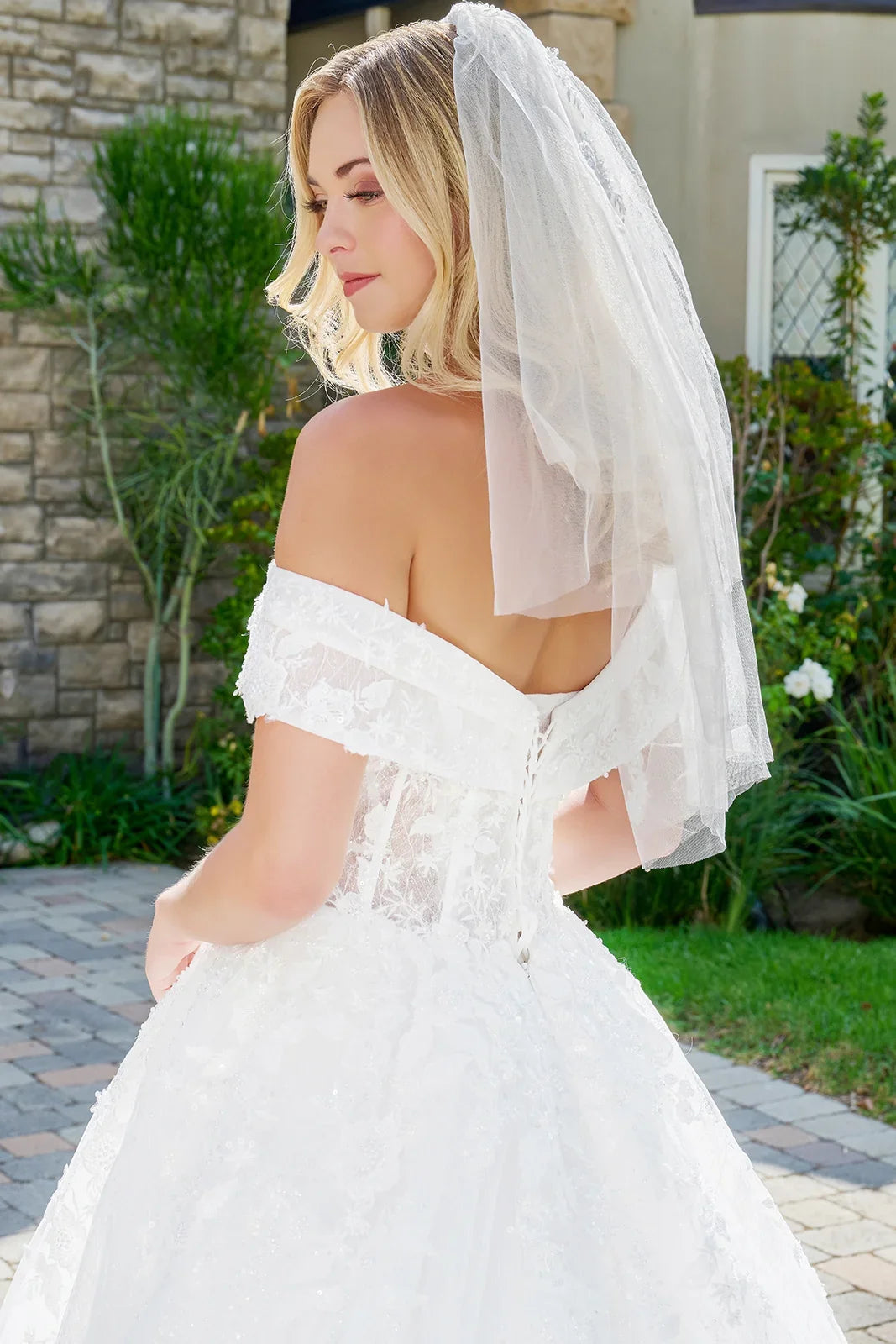 Wedding Dress With Embroidery, Sequins And Beads, A Glitter Underlayer And Off-The-Shoulder Straps-4