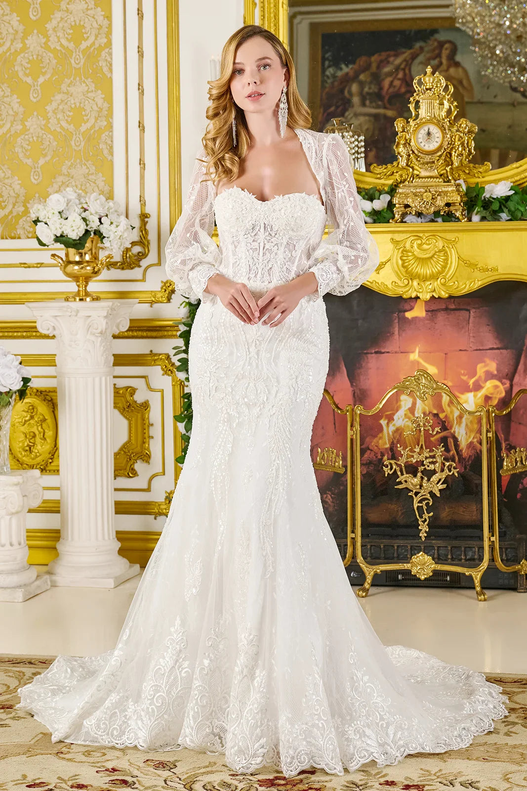 Trumpet Silhouette Wedding Gown Strapless, Sweetheart Neckline-0