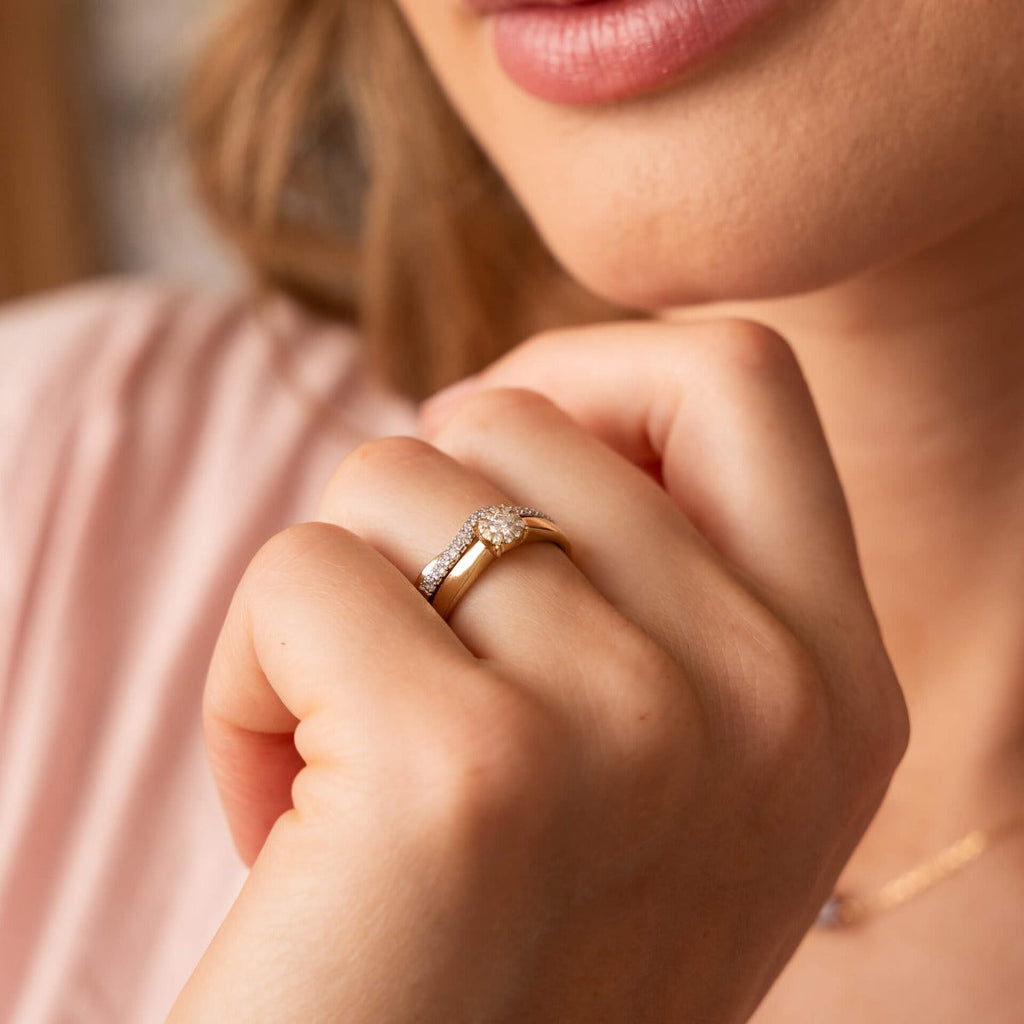 Elements Gold Double Wave Diamond Set Ring-2