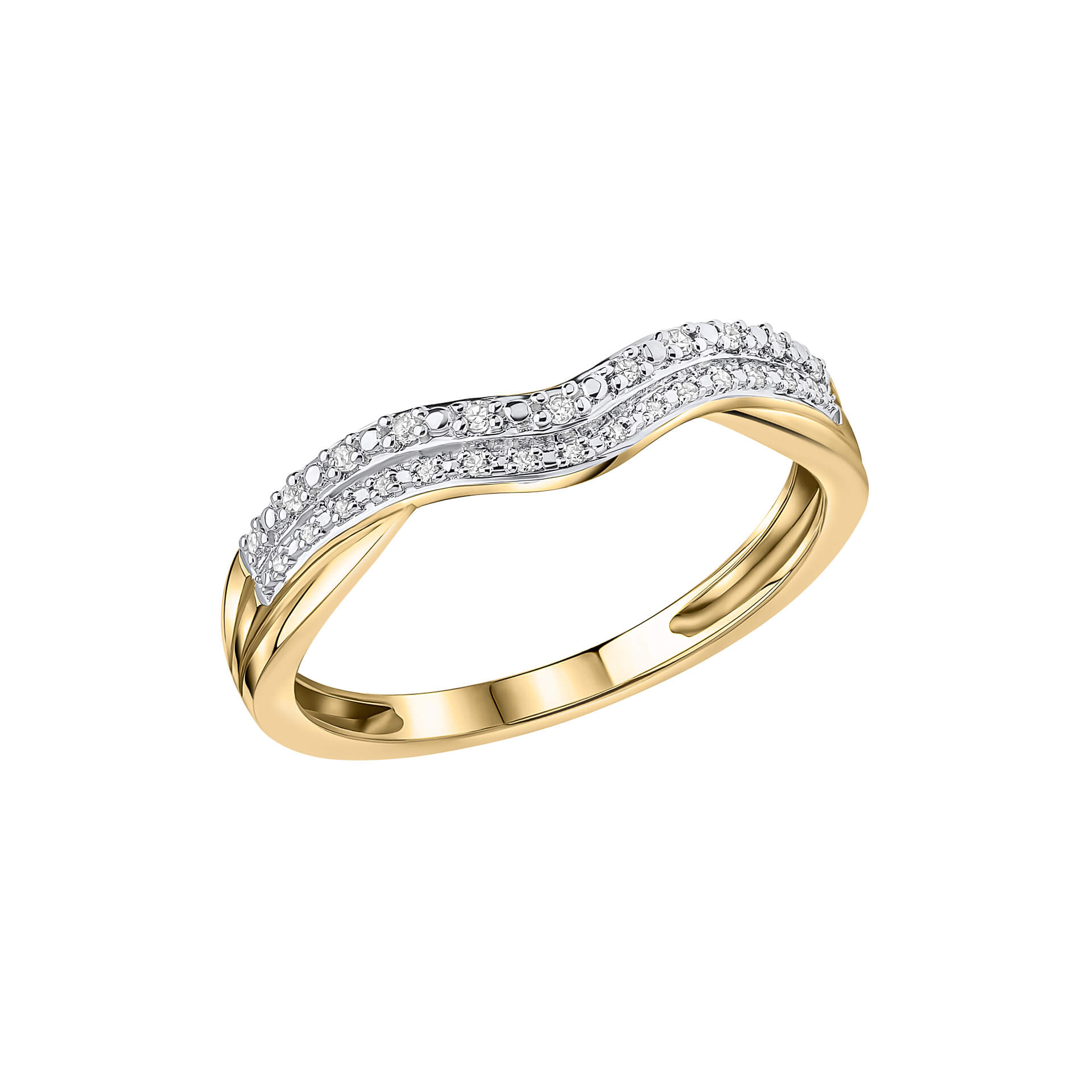 Elements Gold Double Wave Diamond Set Ring-0