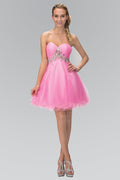Strapless Sweetheart Tulle Short Dress Accented with Jewel-0