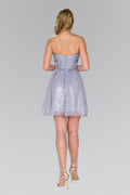 Sweetheart Sequin Short Dress with Chiffon Overlay-0
