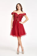 Sweethearted Glitter Mesh Homecoming Dress w/ Corset Back-1