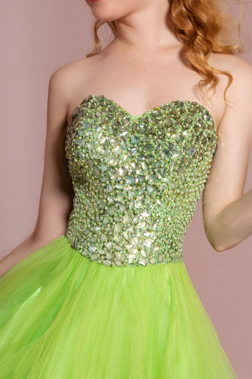 Sweetheart Tulle Short Dress with Jewel Embellished Bodice-3