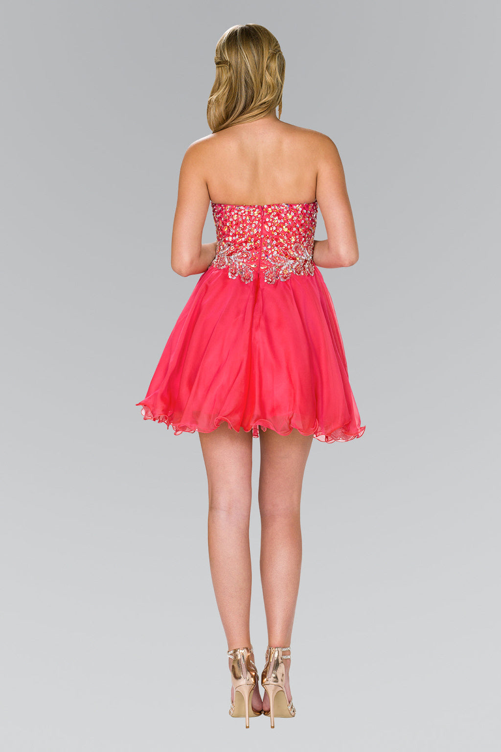 Strapless Sweetheart Short Dress with Jewel and Sequin Embellished Bodice-1