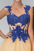 Rolled Hem Short Tulle Dress with Floral Lace Embellished Bodice-2