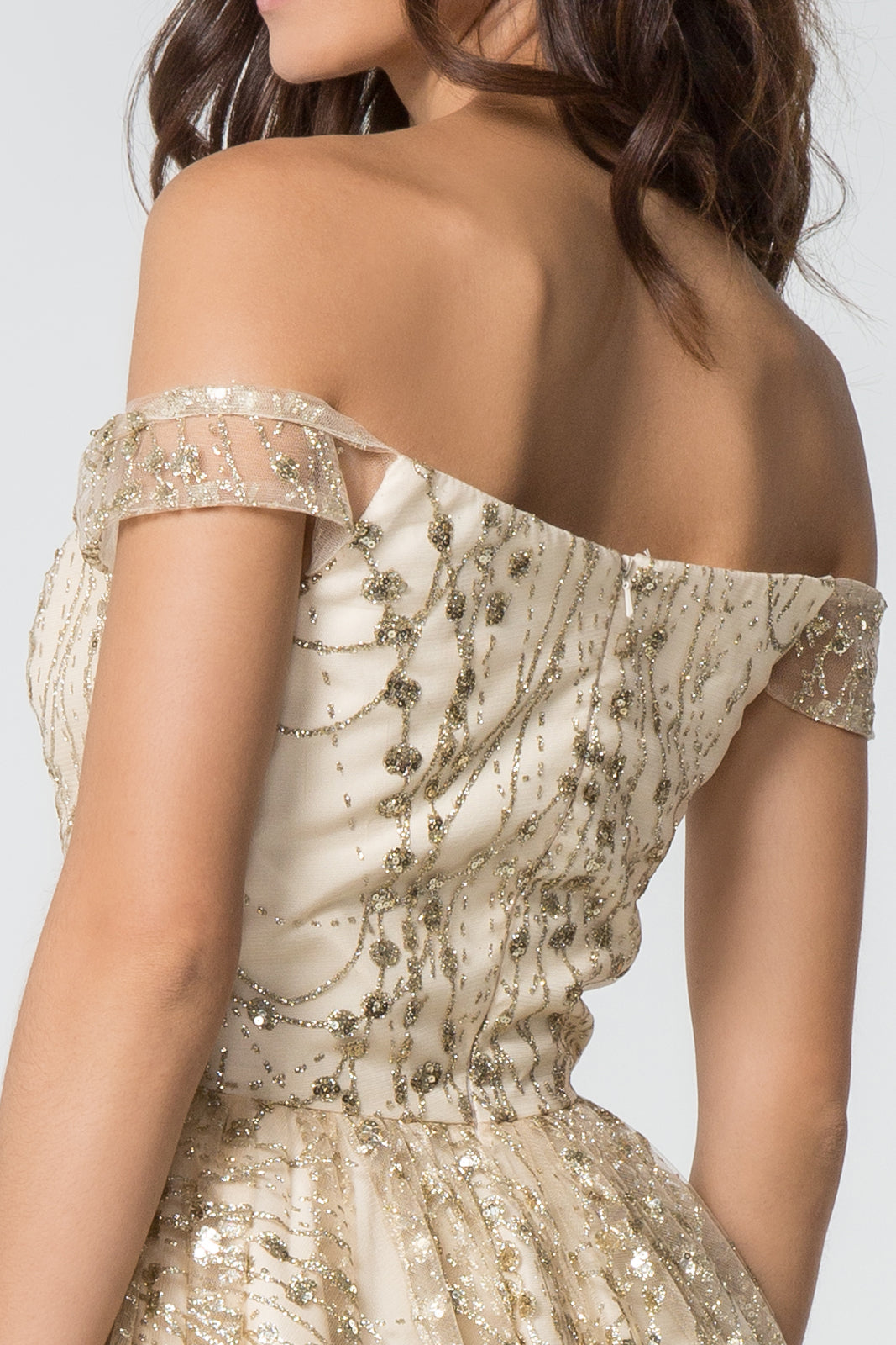 Jewel and Sequin Embellished Glitter Mesh Short Dress-3