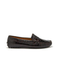 レディース ペニー ドライビングローファー、ブラウン クロコ柄 パテントレザー