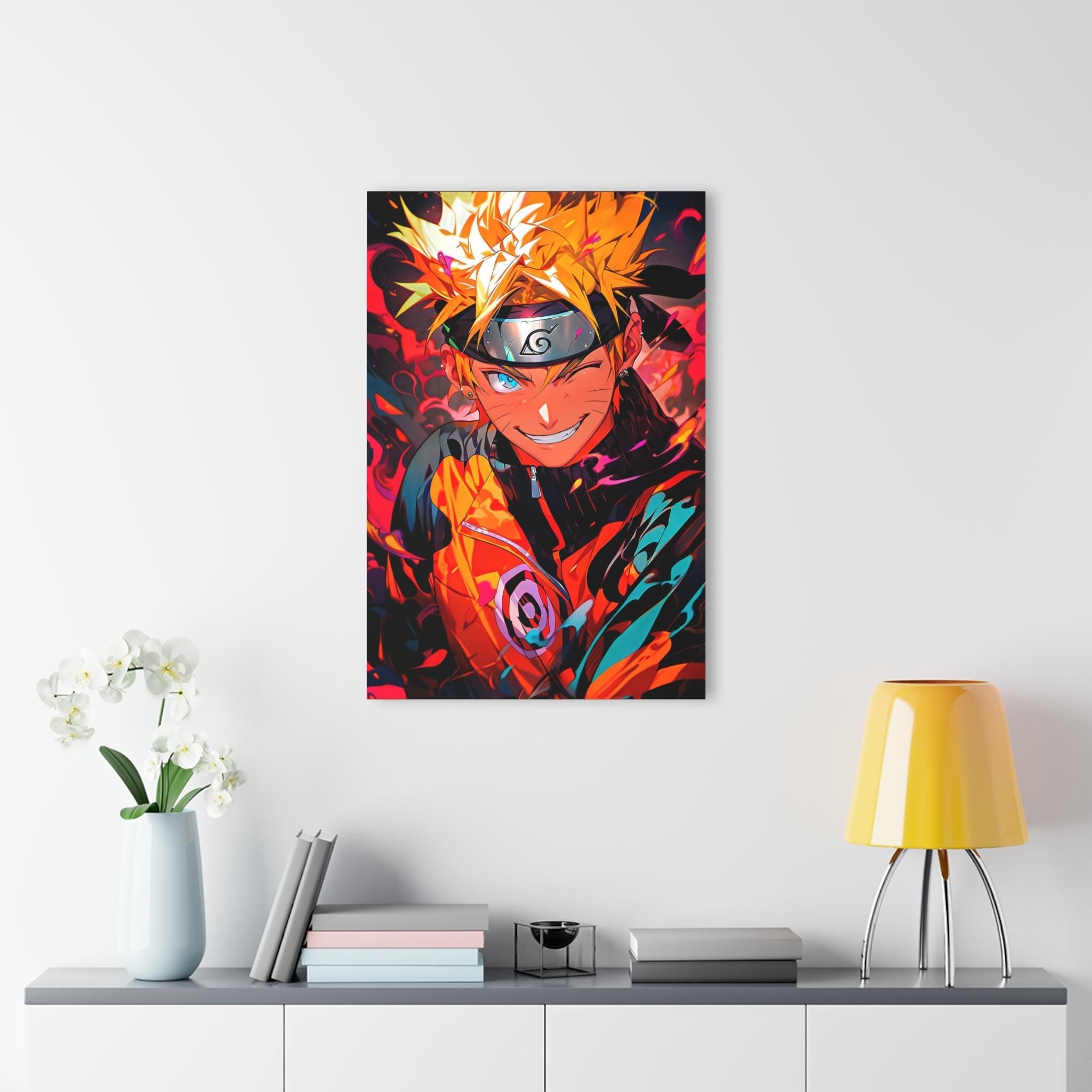 ColorFlow | Blazing Ninja Warrior Anime Metal Wall Art | Fiery Orange Manga Inspired Action Decor for Gamers-3