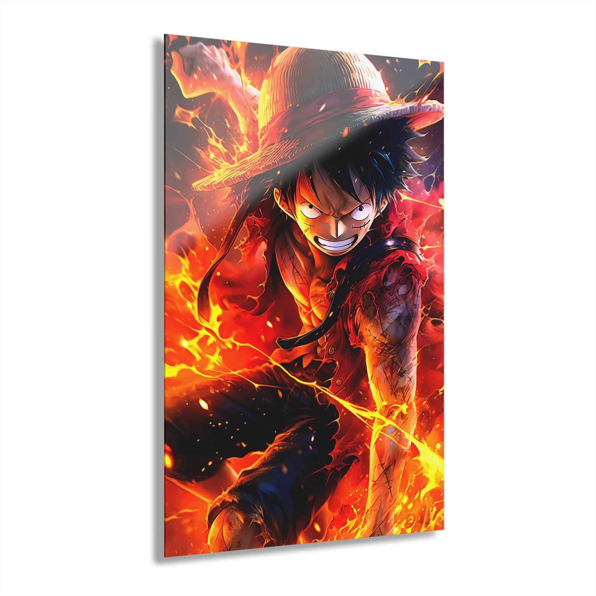 ColorFlow | Inferno Pirate King Anime Metal Wall Art | Epic Fire Manga Artwork for Gaming Room Decor-0
