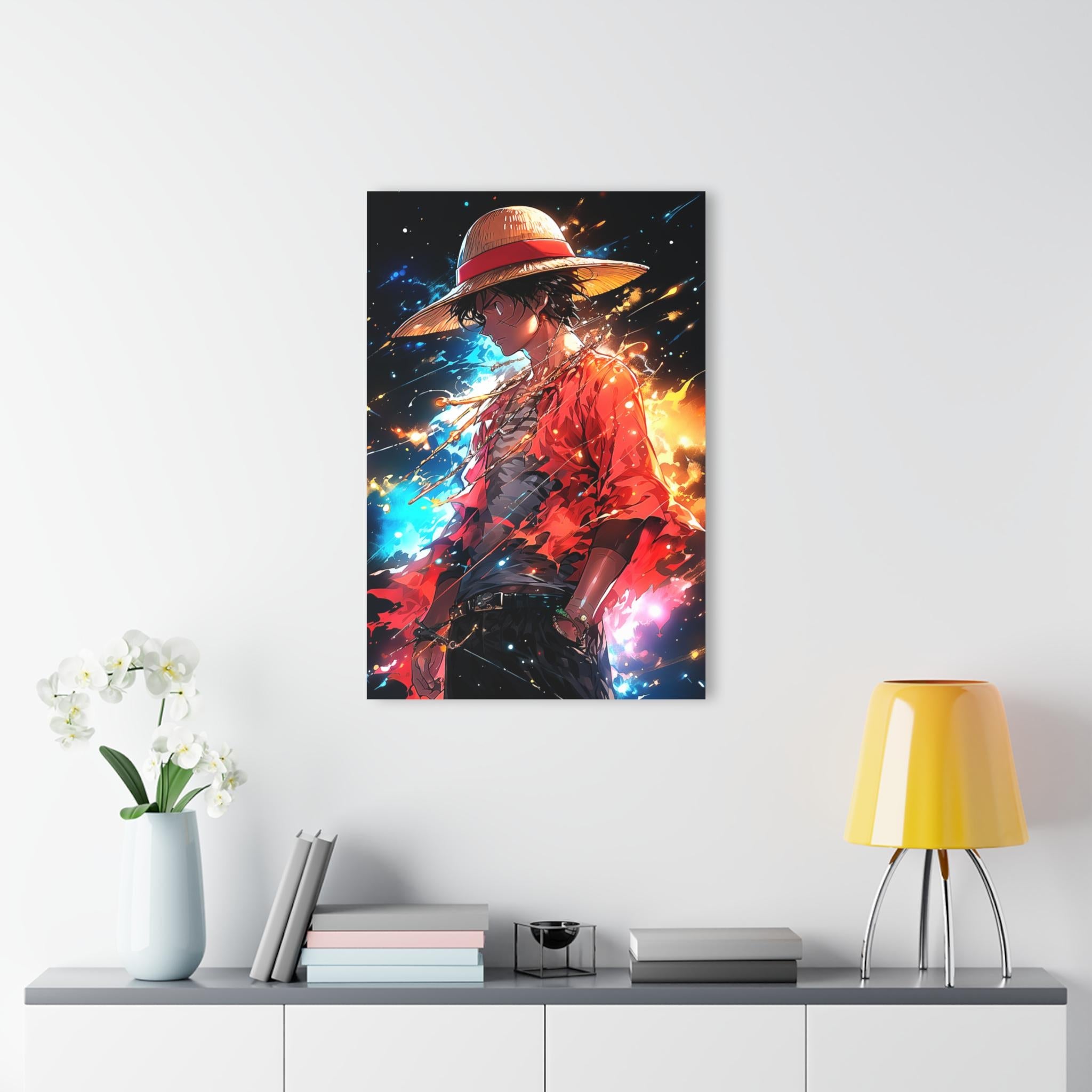 ColorFlow | Cosmic Flame Pirate Hero Anime Metal Wall Art | Celestial Manga Inspired Decor for Gamer-3