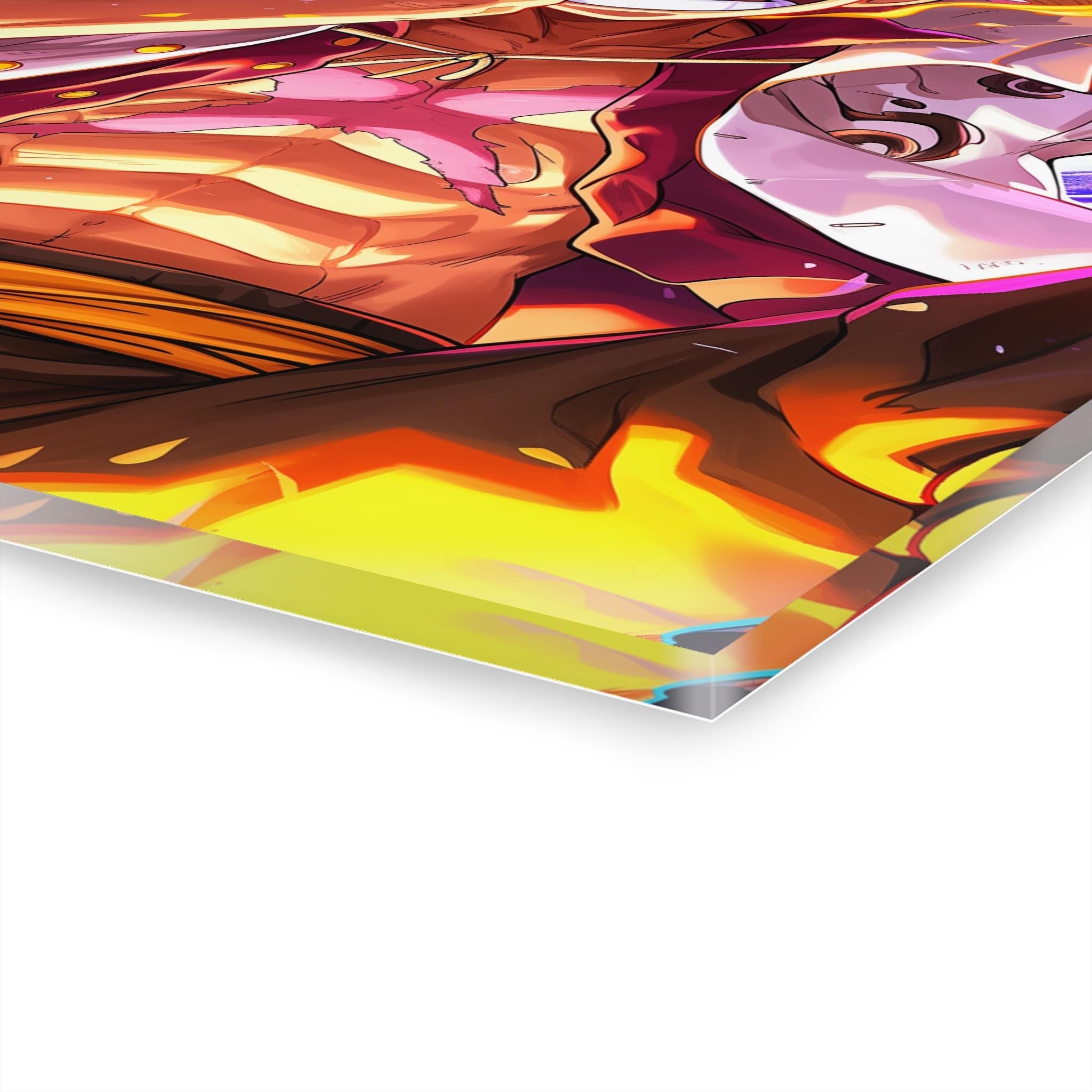 ColorFlow | Flame Awakening Pirate Warrior Anime Metal Wall Art | Explosive Power Manga Style Decor-2