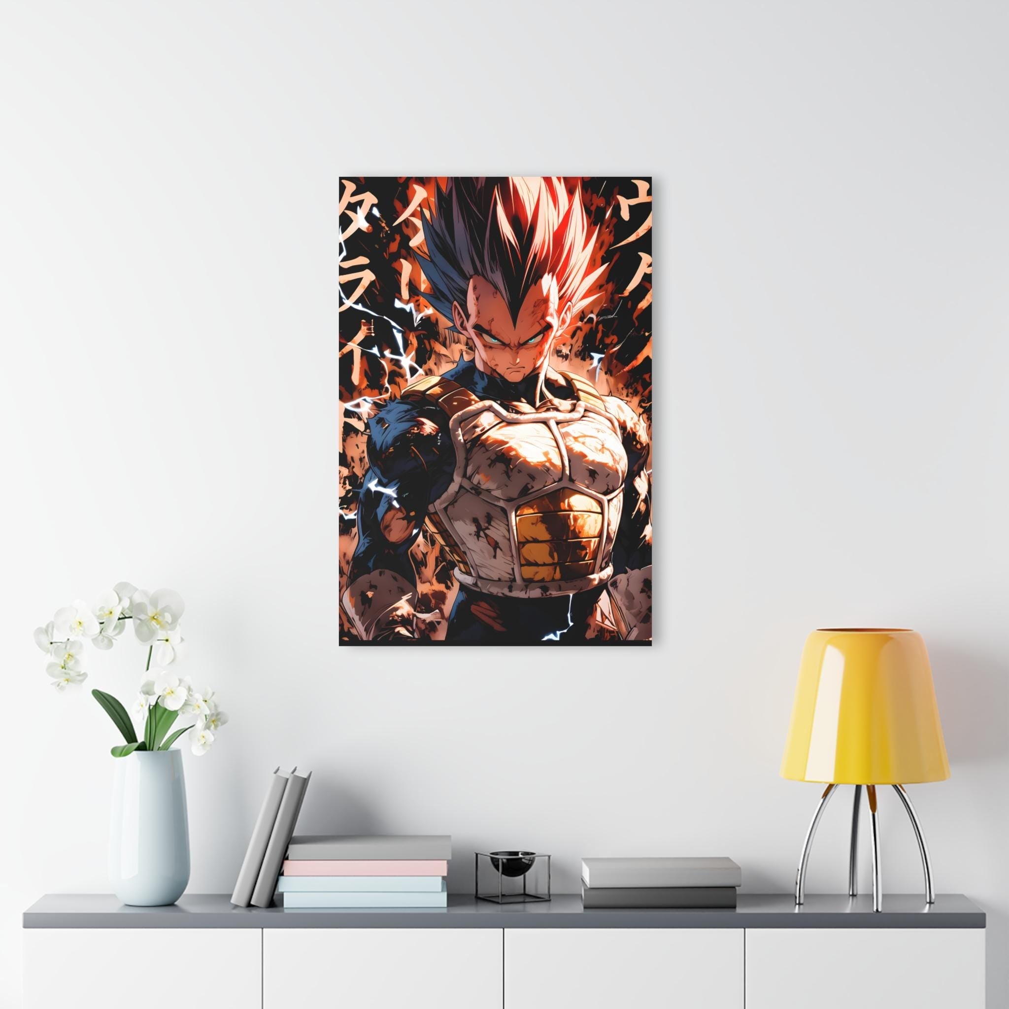 ColorFlow | Infernal Pride Saiyan Prince Anime Metal Wall Art | Lightning Fury Manga Artwork-3