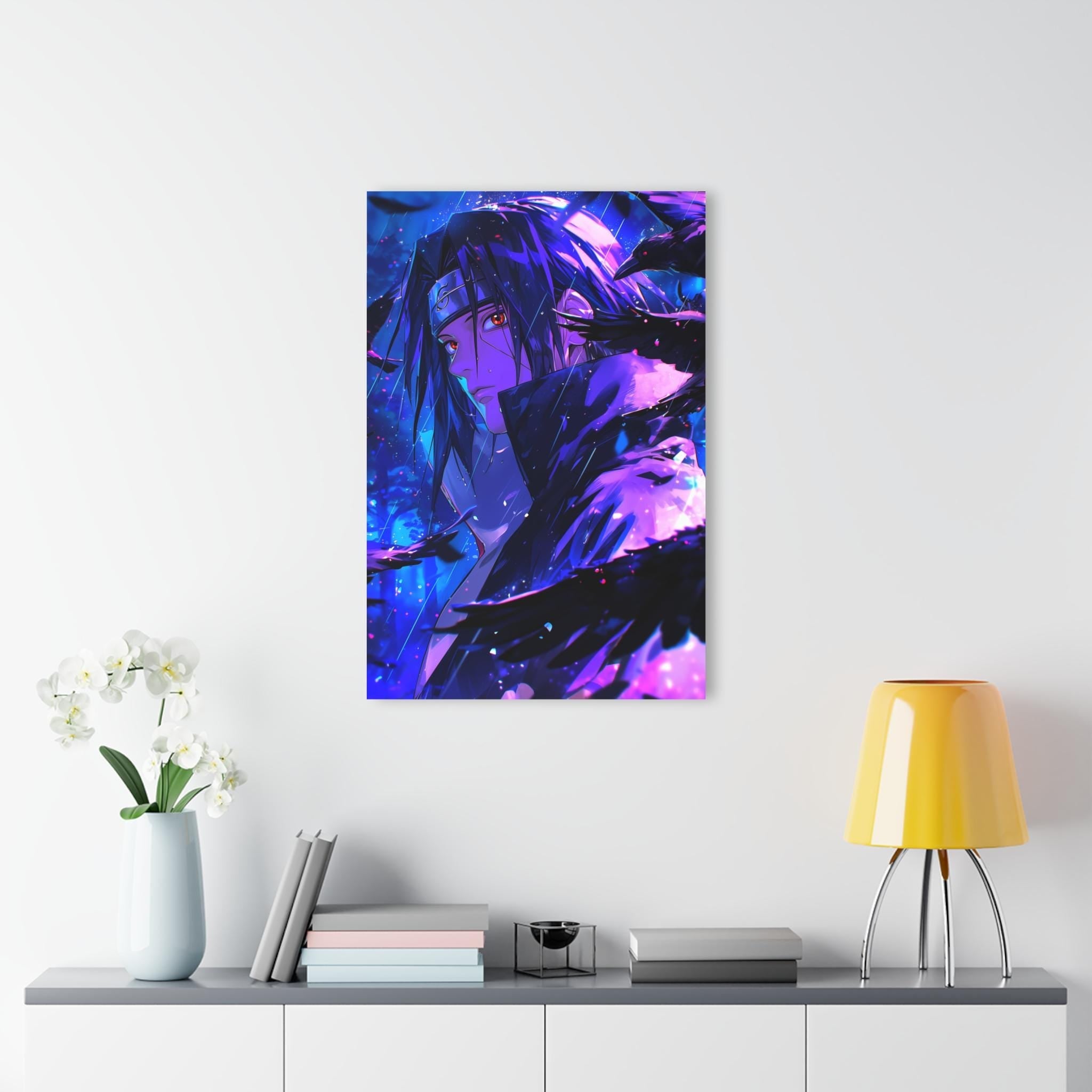 ColorFlow | Midnight Raven Shinobi Anime Metal Wall Art | Crimson Eye Manga Inspired Decor-3