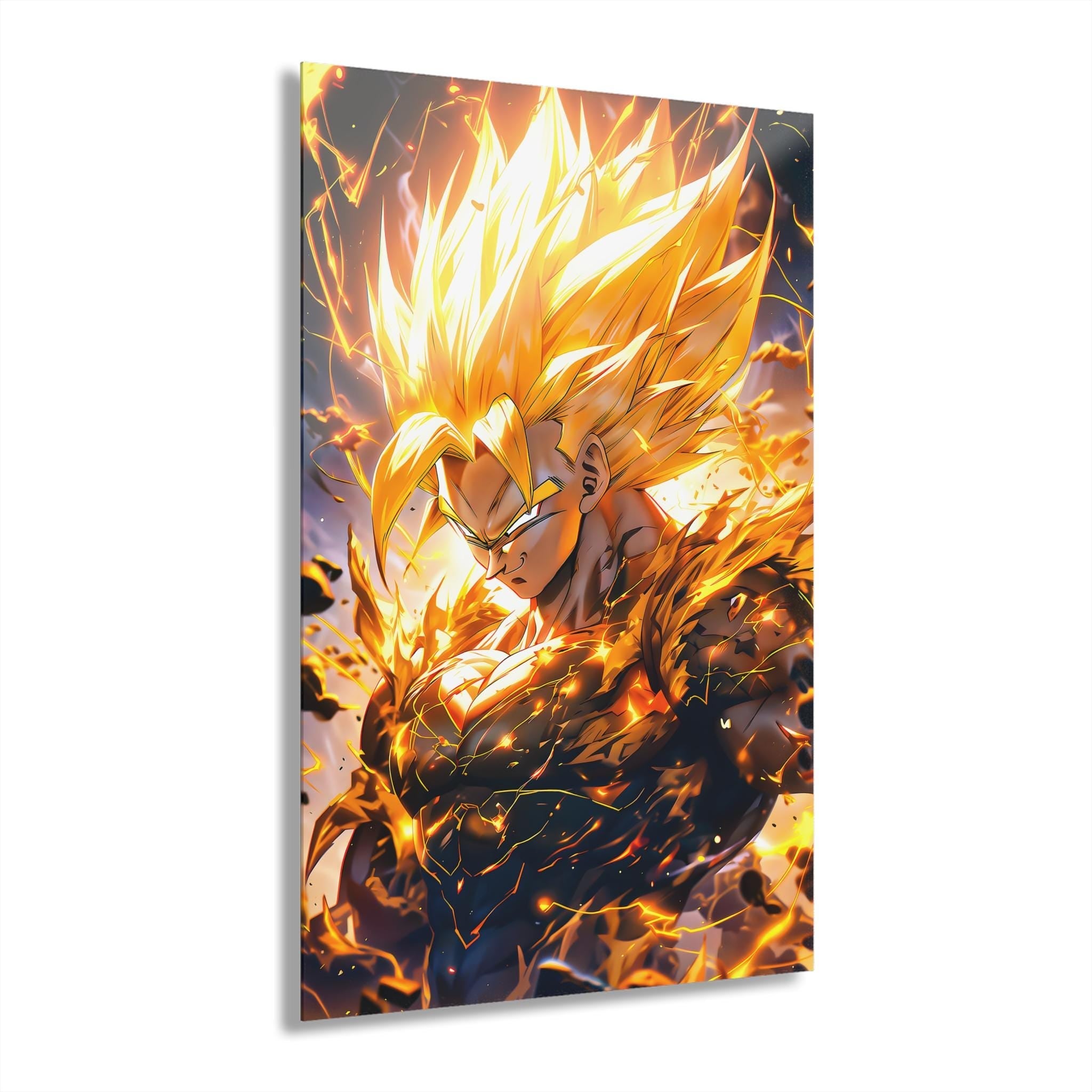 ColorFlow | Golden Ascension Saiyan Warrior Anime Metal Wall Art | Radiant Power Manga Decor-0