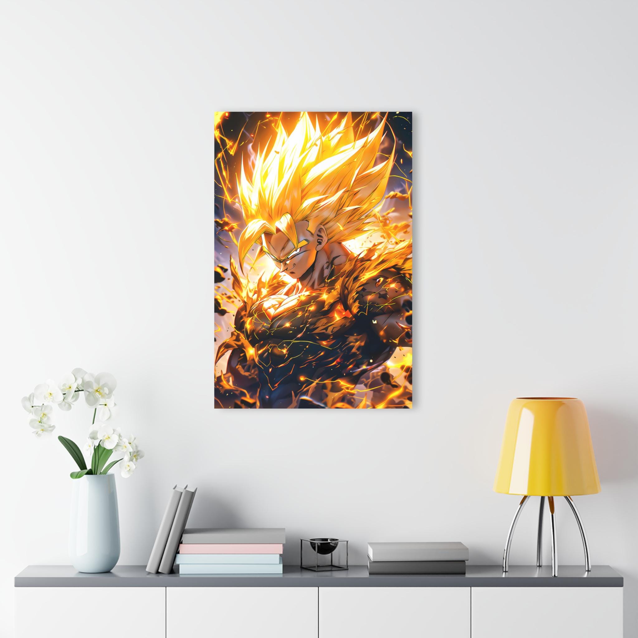 ColorFlow | Golden Ascension Saiyan Warrior Anime Metal Wall Art | Radiant Power Manga Decor-3