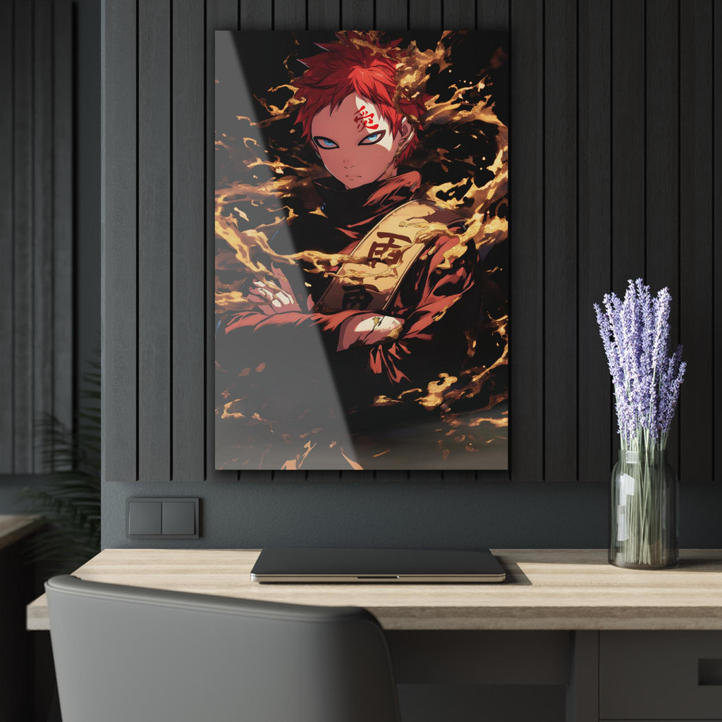 ColorFlow | Desert Sand Shinobi Anime Metal Wall Art | Golden Kazekage Manga Inspired Decor-1