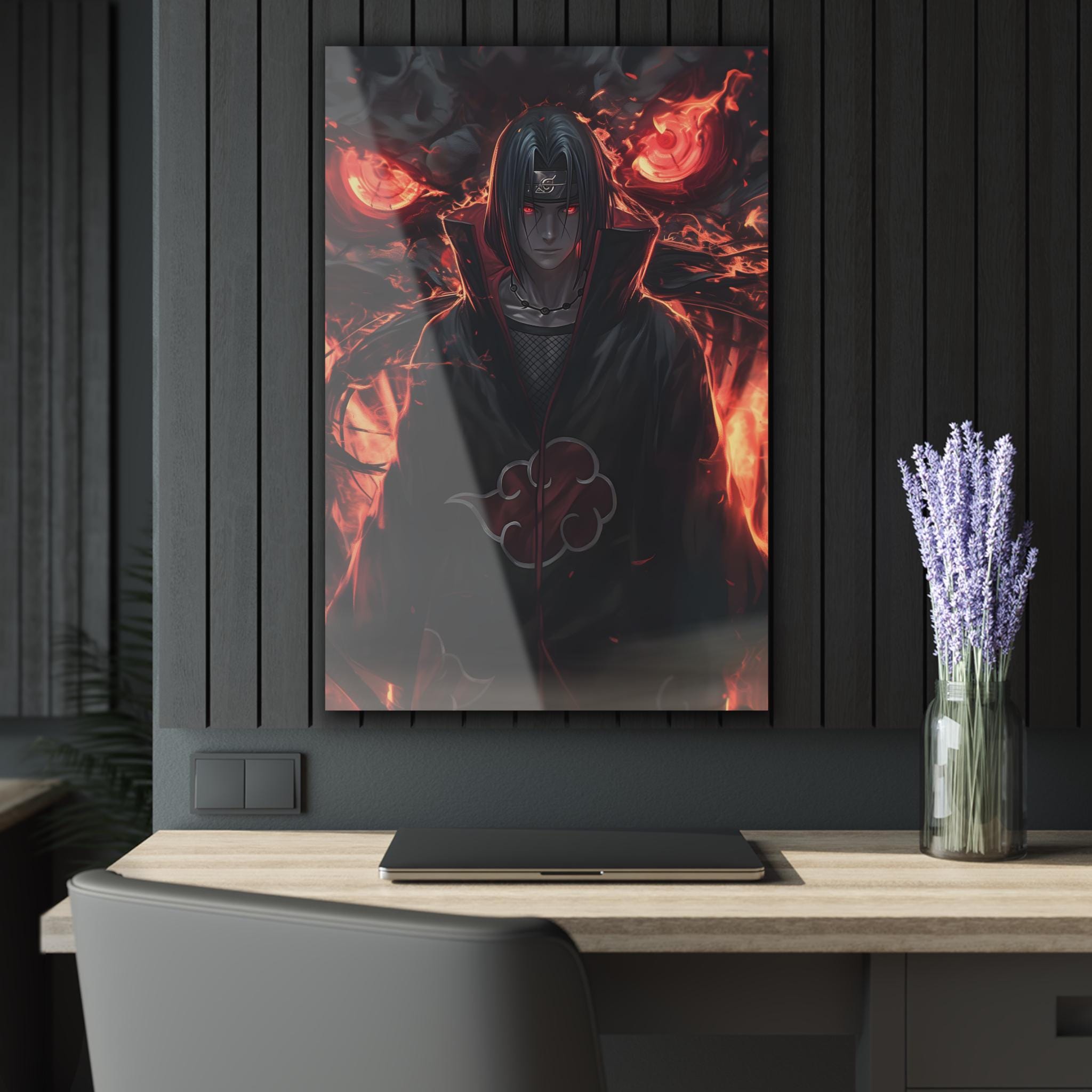ColorFlow | Infernal Genjutsu Master Anime Metal Wall Art | Scarlet Eye Illusion Manga Decor-1