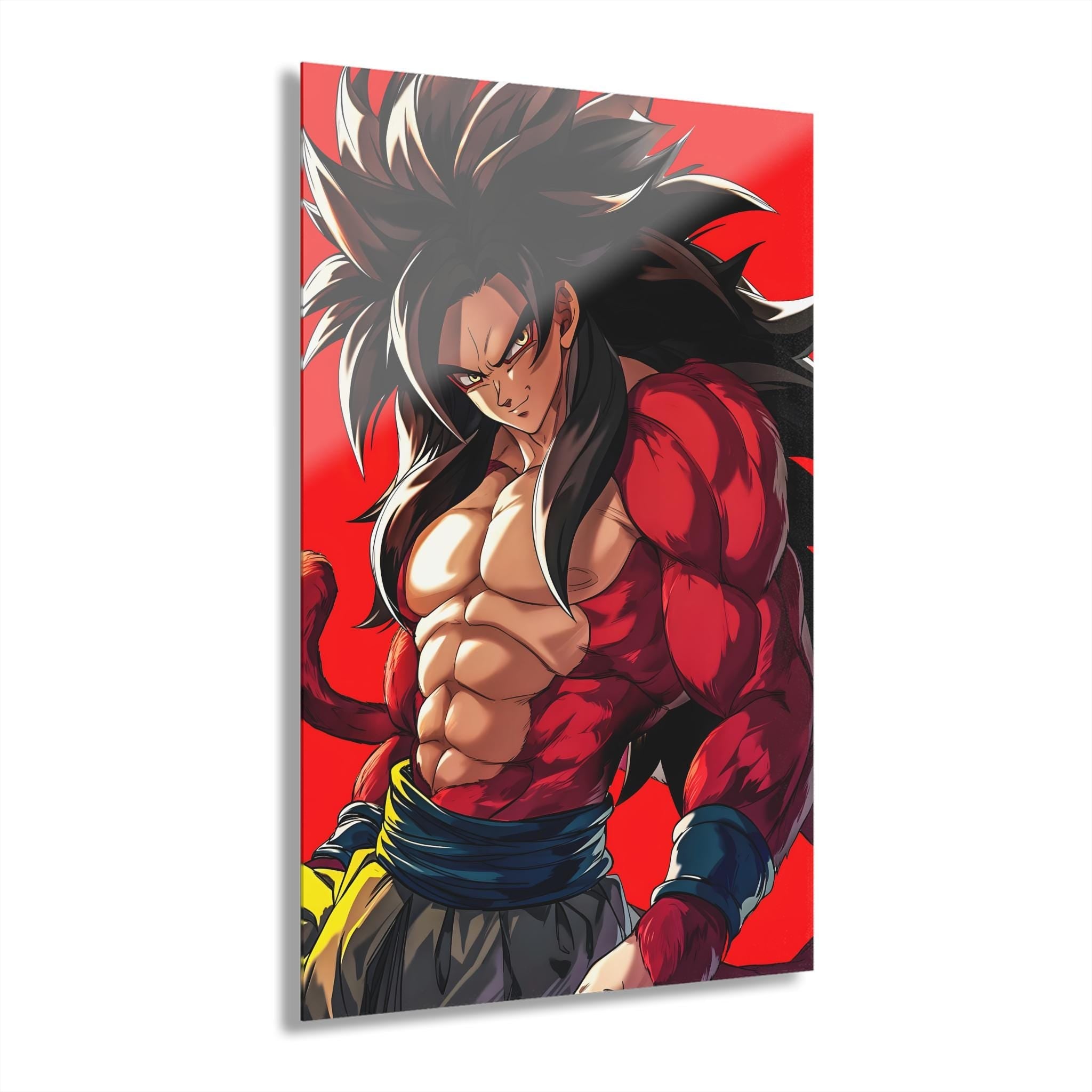 ColorFlow | Primal Shadow Saiyan Warrior Anime Metal Wall Art | Crimson Power Manga Inspired Decor-0