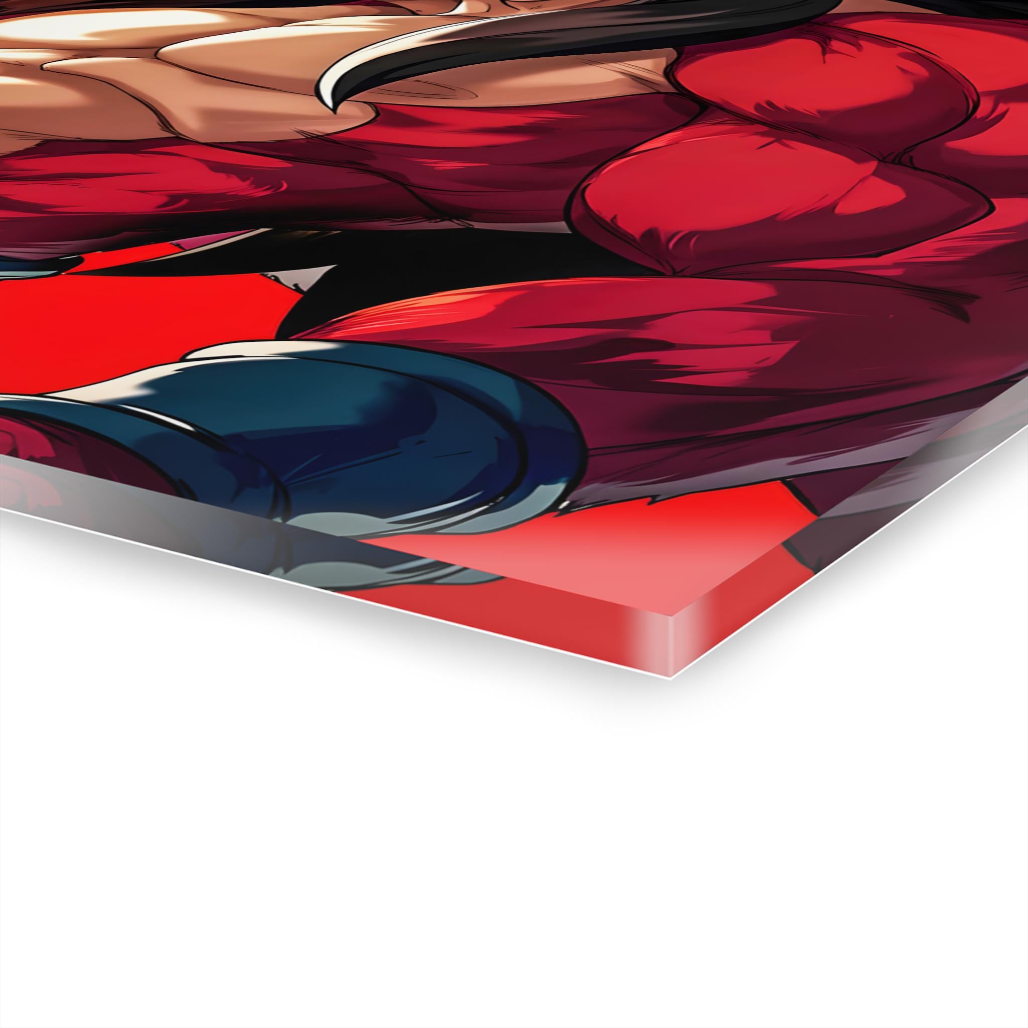 ColorFlow | Primal Shadow Saiyan Warrior Anime Metal Wall Art | Crimson Power Manga Inspired Decor-2