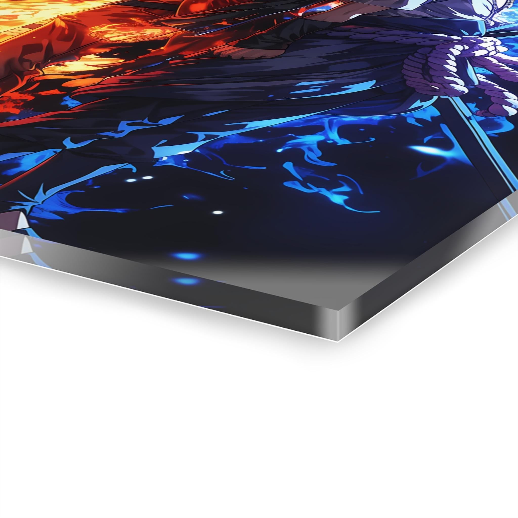 ColorFlow | Fire and Ice Rival Ninjas Anime Metal Wall Art | Dual Element Manga Inspired Decor-2