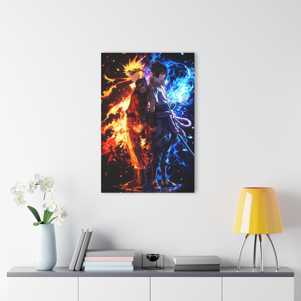 ColorFlow | Fire and Ice Rival Ninjas Anime Metal Wall Art | Dual Element Manga Inspired Decor-3