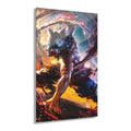ColorFlow | Beast Mask Dual Blade Fighter Anime Metal Wall Art | Fierce Samurai Manga Decor-0