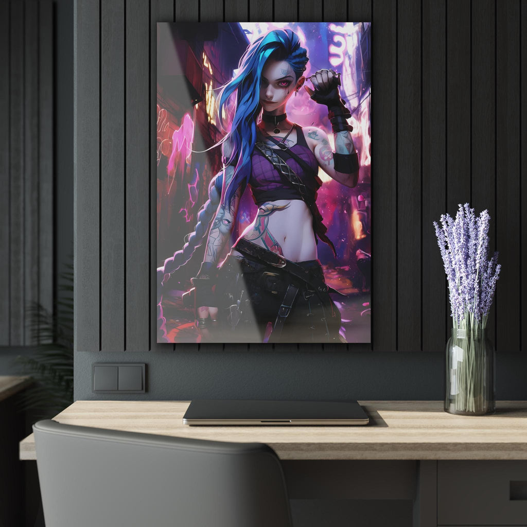 ColorFlow | Neon Rebel Street Fighter Anime Metal Wall Art | Cyberpunk Graffiti Manga Decor-1