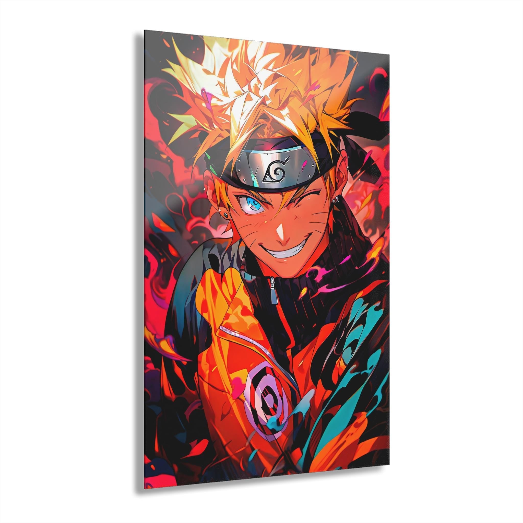 ColorFlow | Blazing Ninja Warrior Anime Metal Wall Art | Fiery Orange Manga Inspired Action Decor for Gamers-0