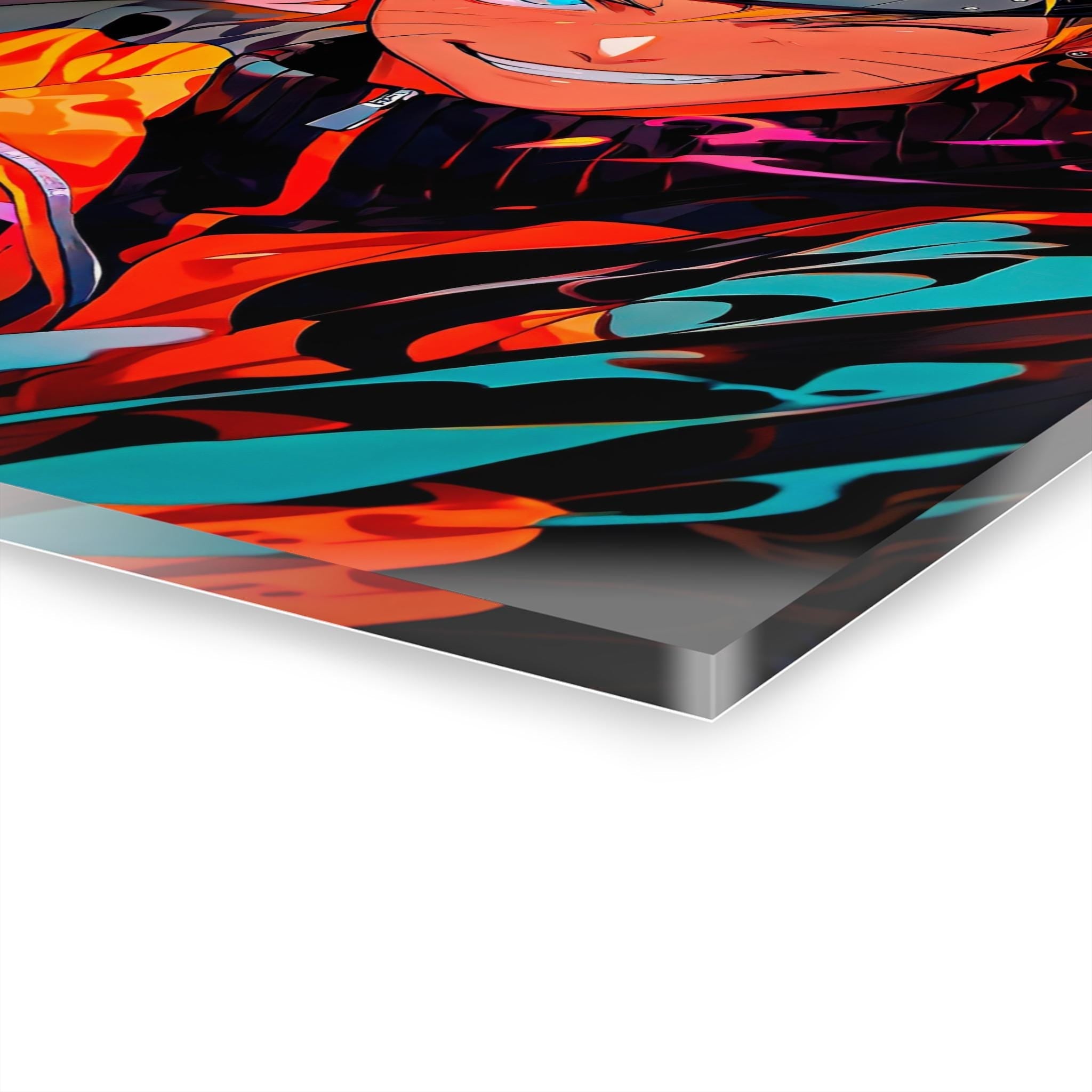 ColorFlow | Blazing Ninja Warrior Anime Metal Wall Art | Fiery Orange Manga Inspired Action Decor for Gamers-2