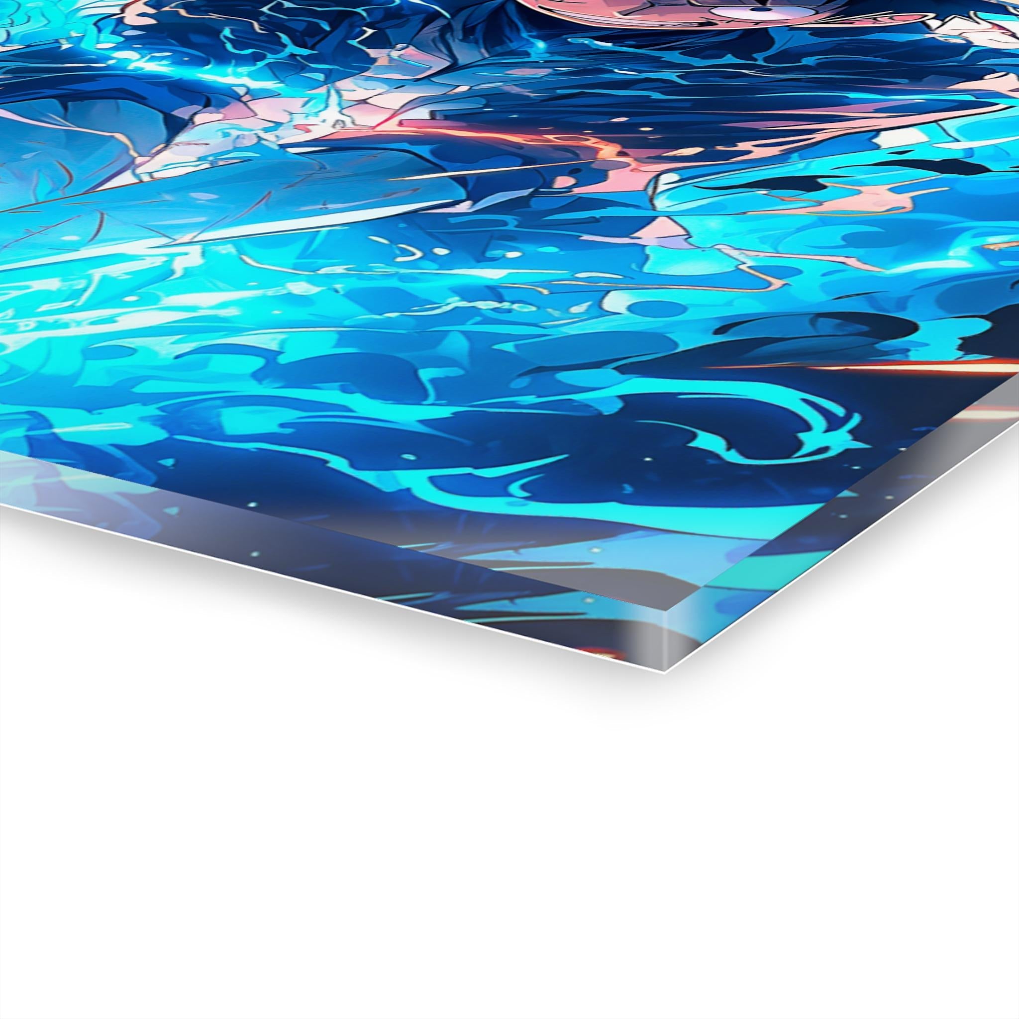 ColorFlow | Electric Blue Pirate Warrior Anime Metal Wall Art | Storm Energy Manga Artwork for Modern Room Decor-2