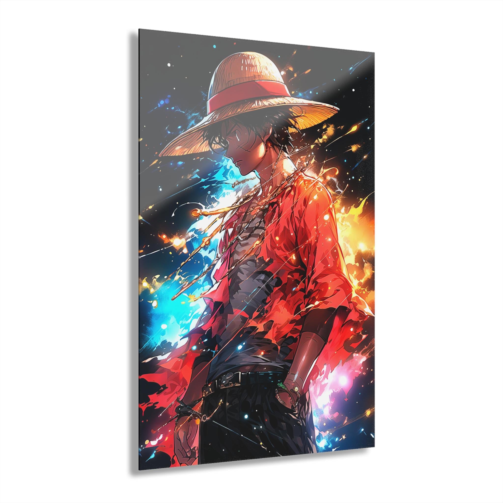 ColorFlow | Cosmic Flame Pirate Hero Anime Metal Wall Art | Celestial Manga Inspired Decor for Gamer-0