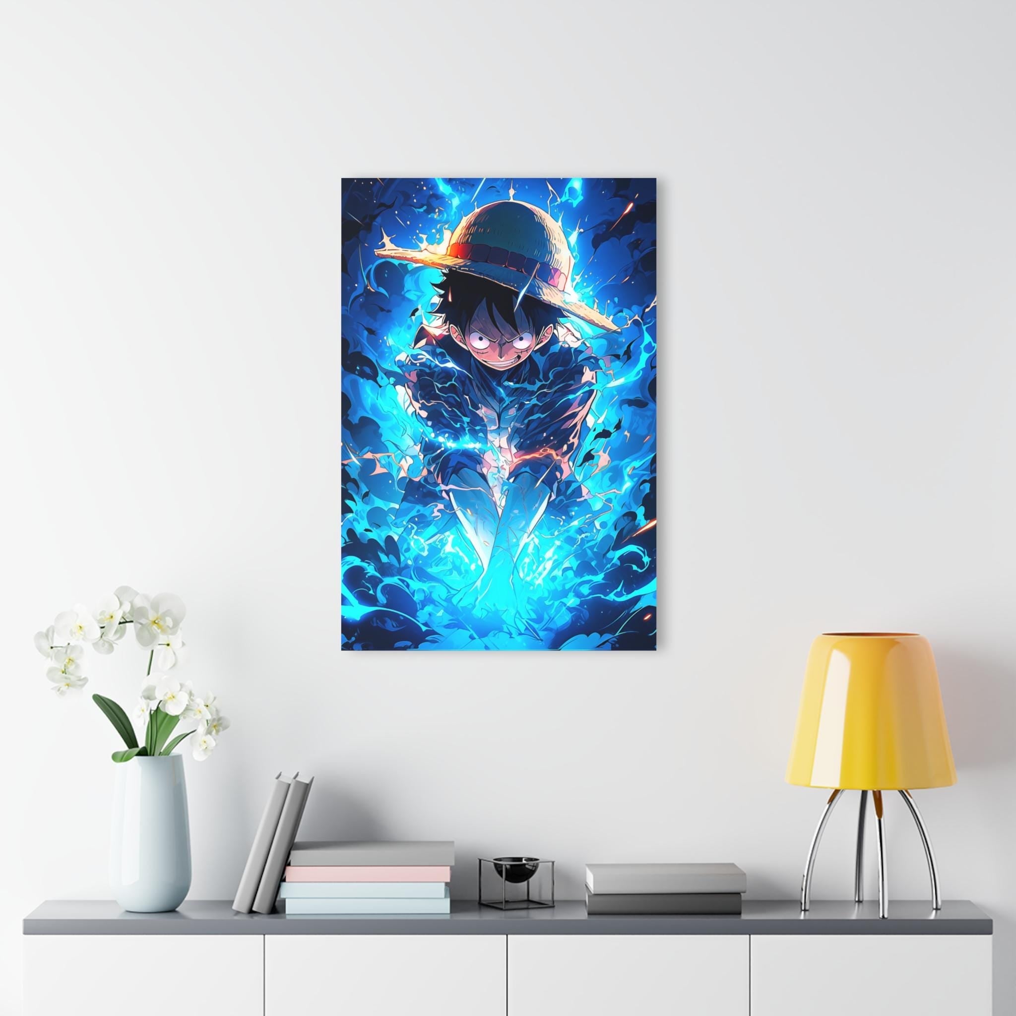 ColorFlow | Electric Blue Pirate Warrior Anime Metal Wall Art | Storm Energy Manga Artwork for Modern Room Decor-3