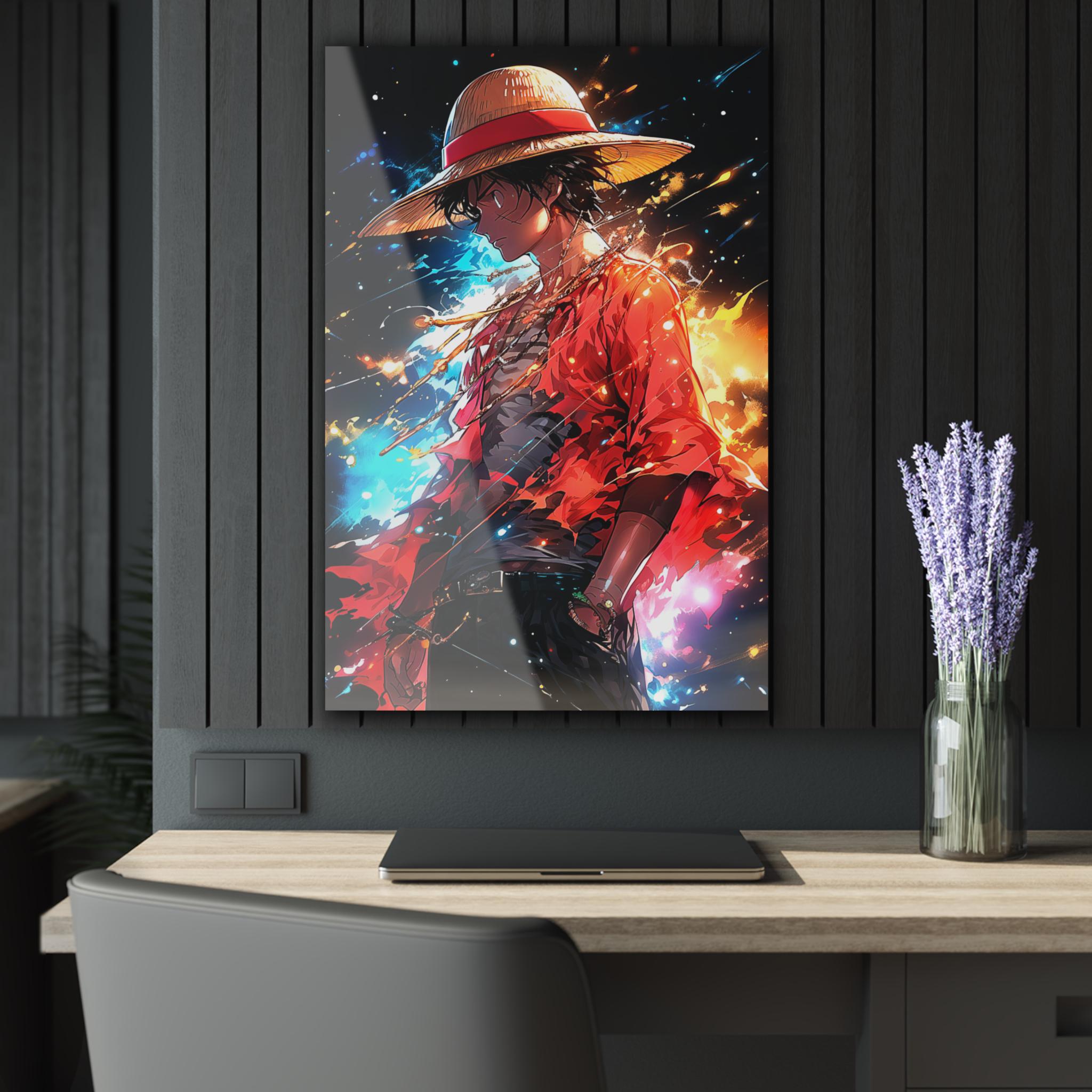 ColorFlow | Cosmic Flame Pirate Hero Anime Metal Wall Art | Celestial Manga Inspired Decor for Gamer-1