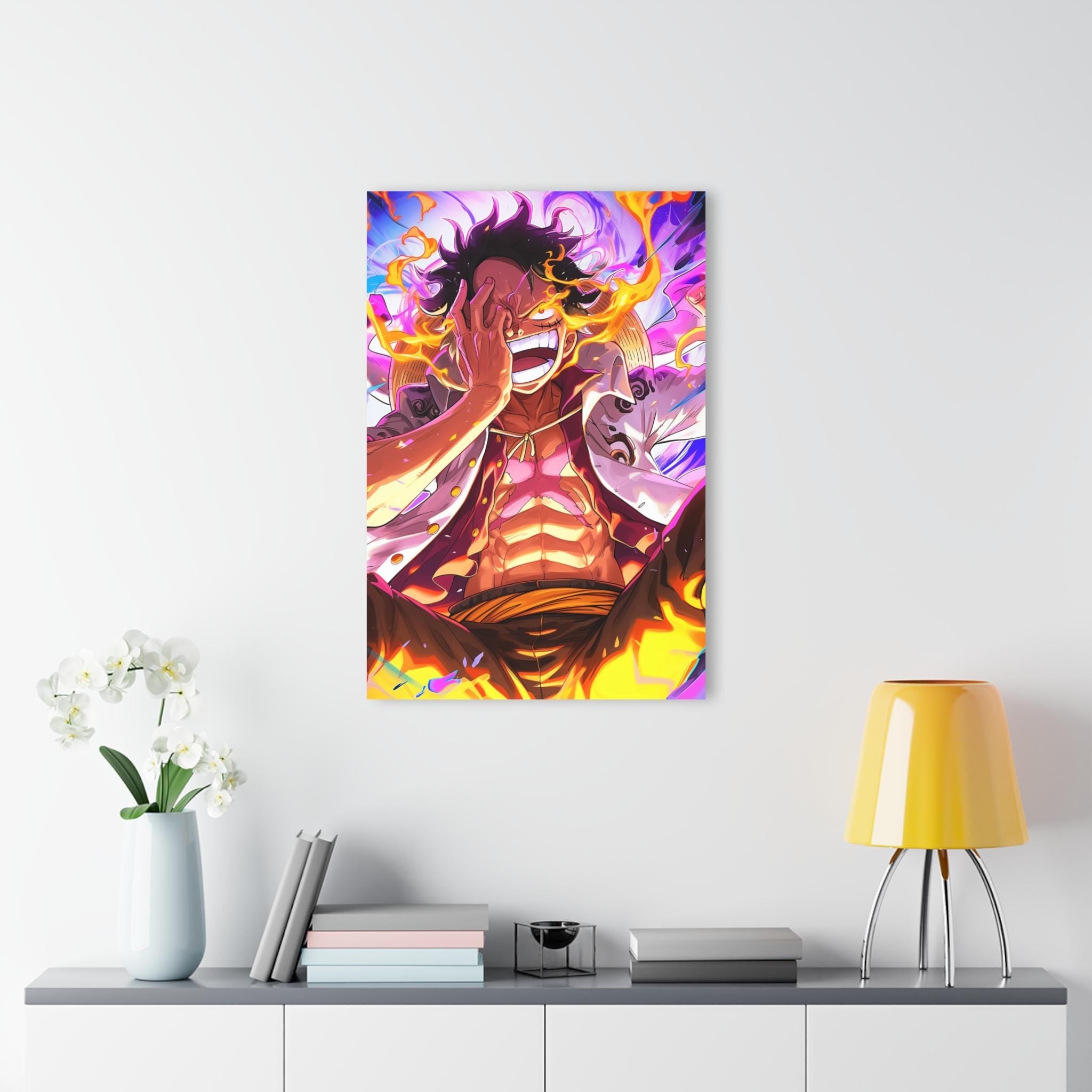 ColorFlow | Flame Awakening Pirate Warrior Anime Metal Wall Art | Explosive Power Manga Style Decor-3