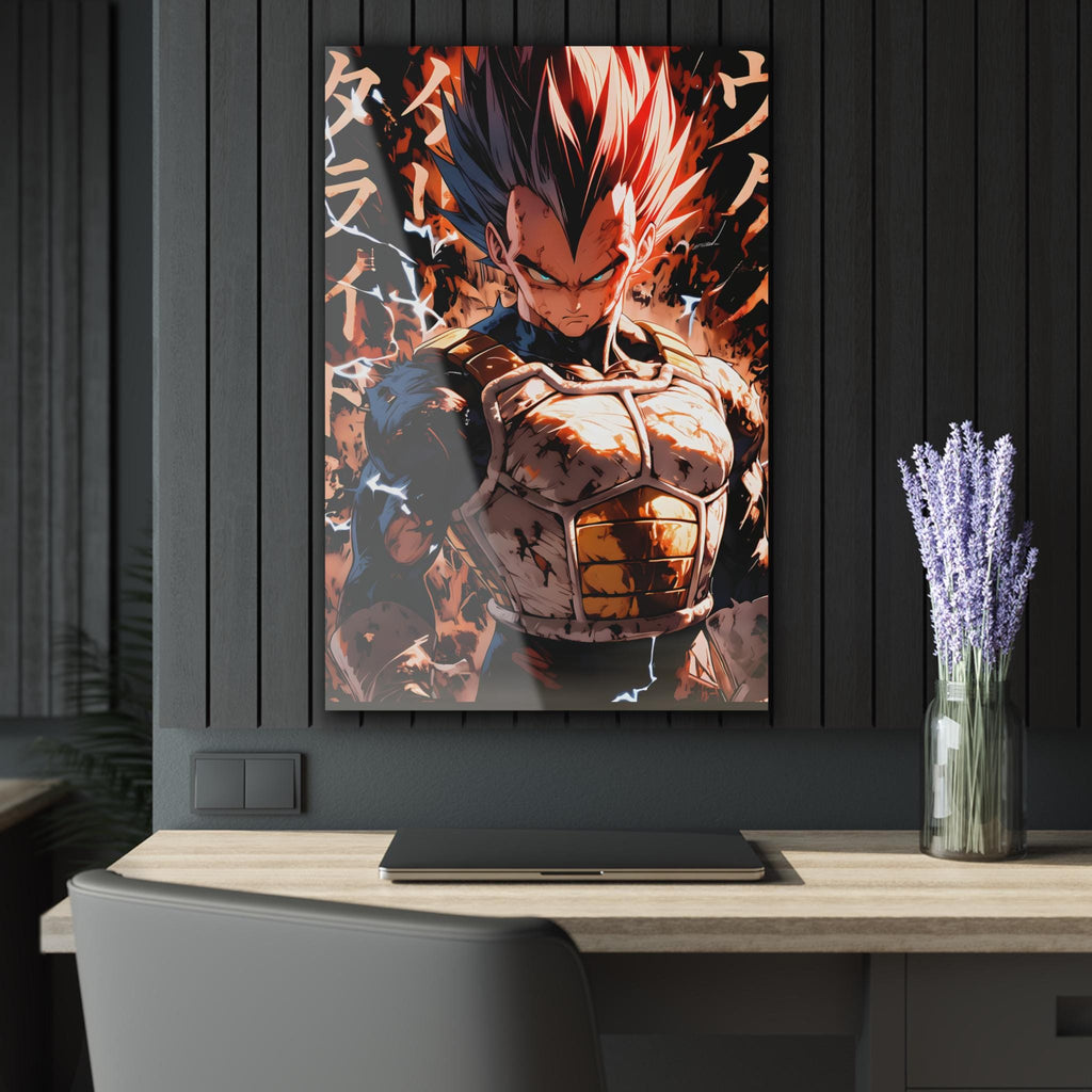 ColorFlow | Infernal Pride Saiyan Prince Anime Metal Wall Art | Lightning Fury Manga Artwork-1