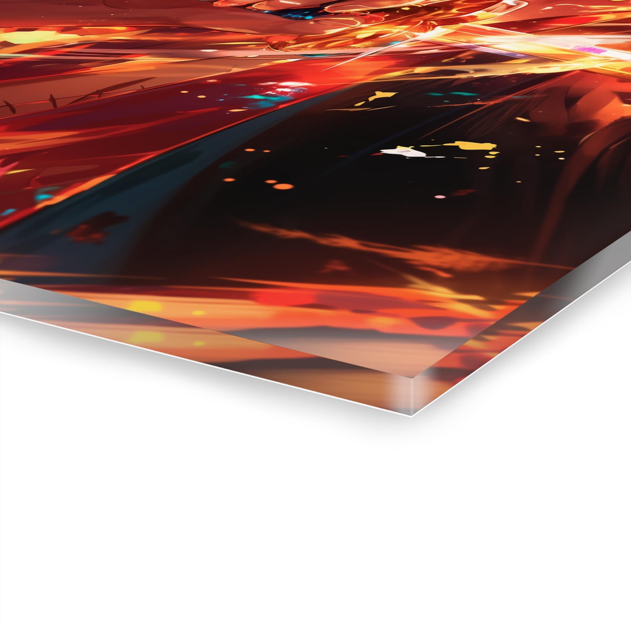ColorFlow | Flame Edge Swordsman Anime Metal Wall Art | Blazing Katana Manga Inspired Decor-2