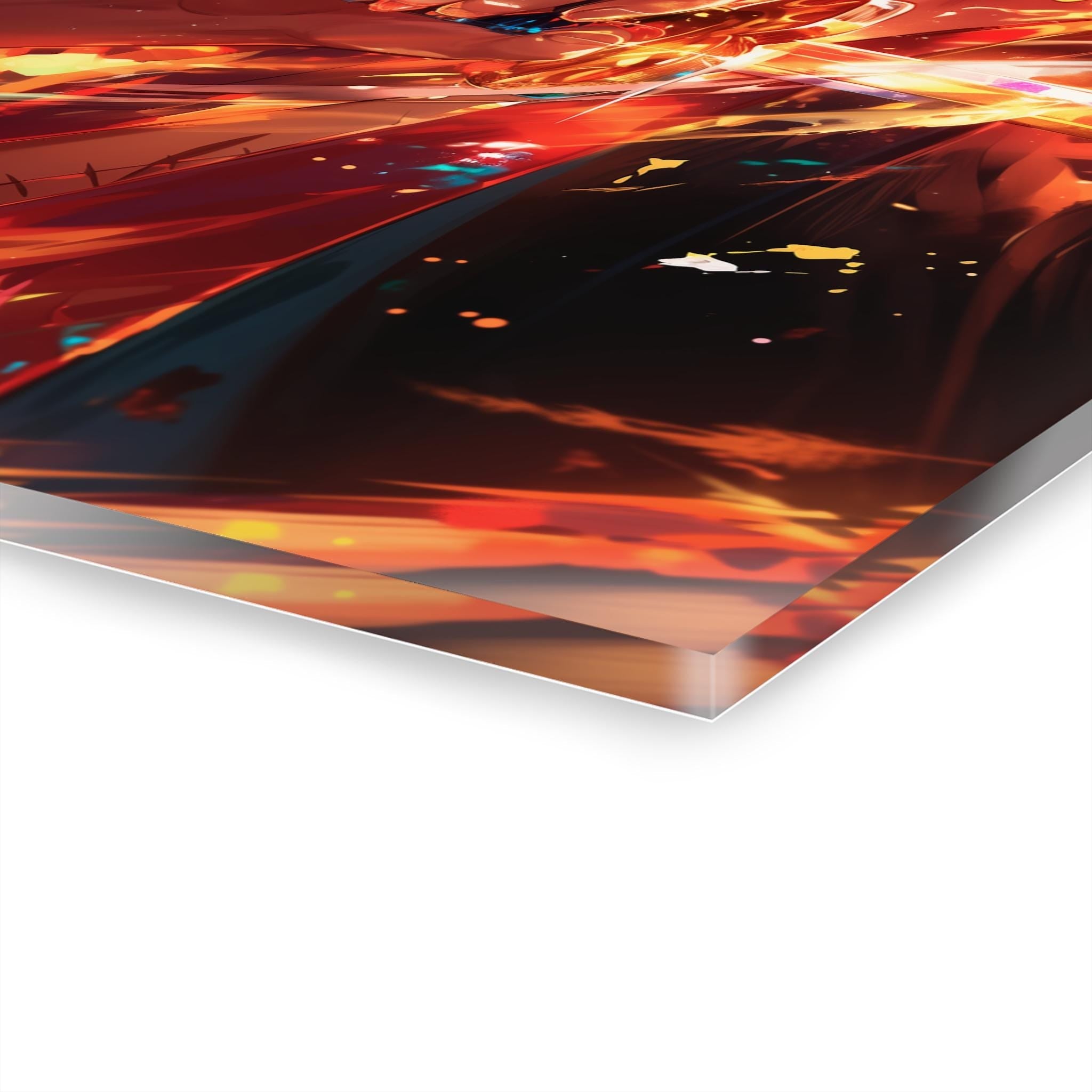 ColorFlow | Flame Edge Swordsman Anime Metal Wall Art | Blazing Katana Manga Inspired Decor-2