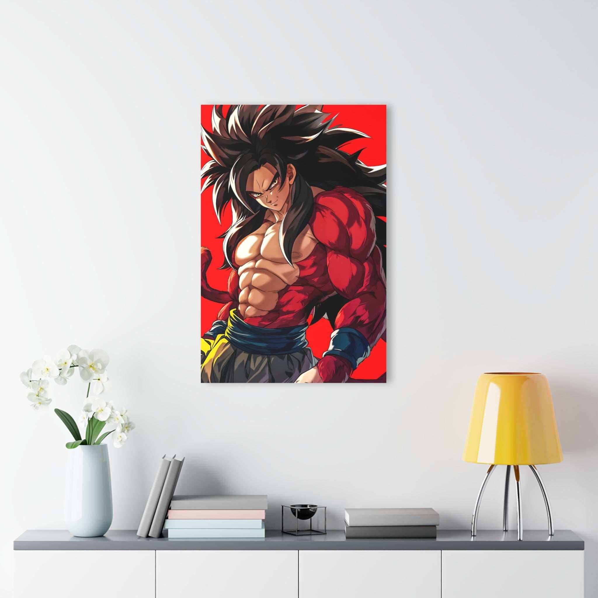 ColorFlow | Primal Shadow Saiyan Warrior Anime Metal Wall Art | Crimson Power Manga Inspired Decor-3