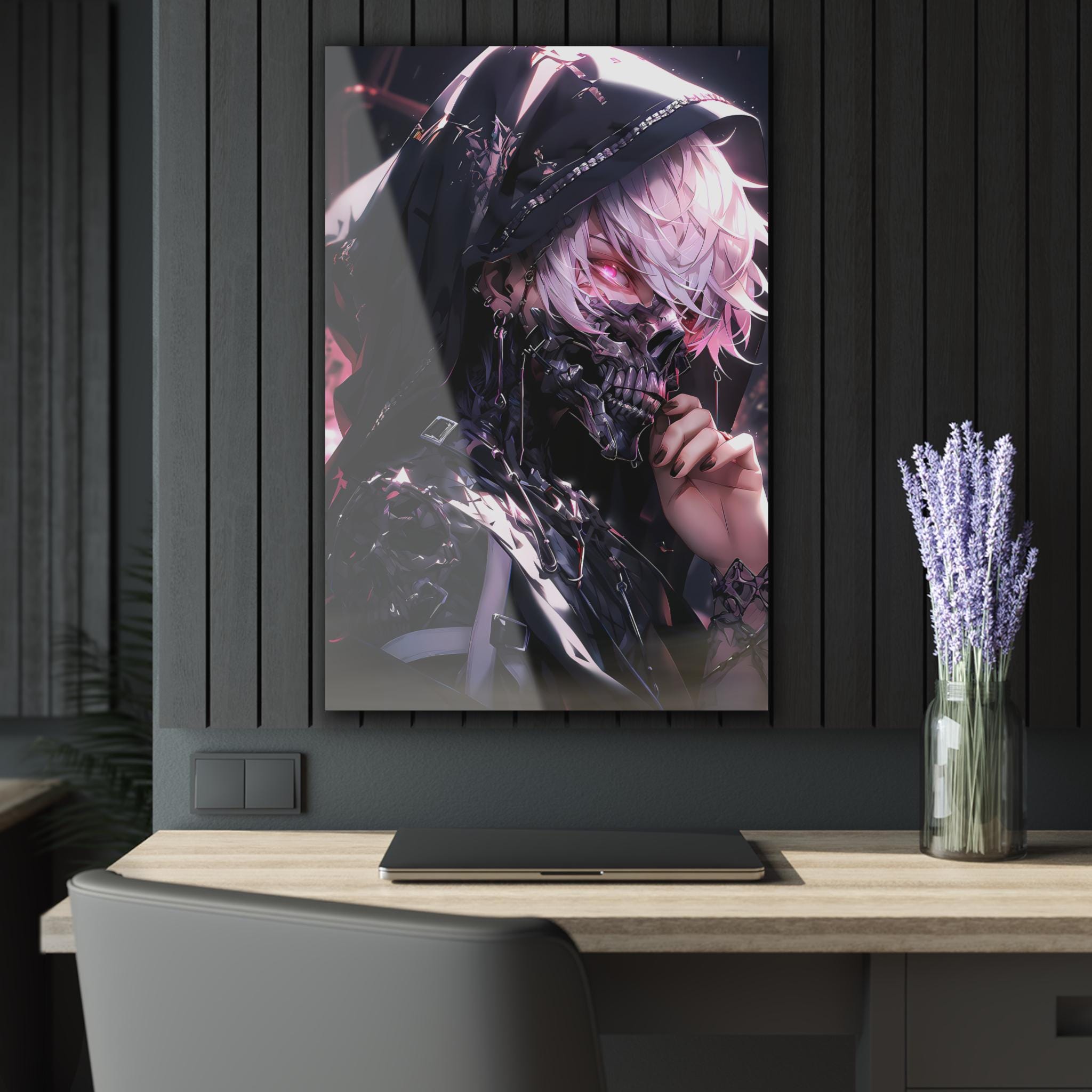 ColorFlow | Cyber Reaper Hooded Assassin Metal Wall Art | Dark Futuristic Anime Decor-1