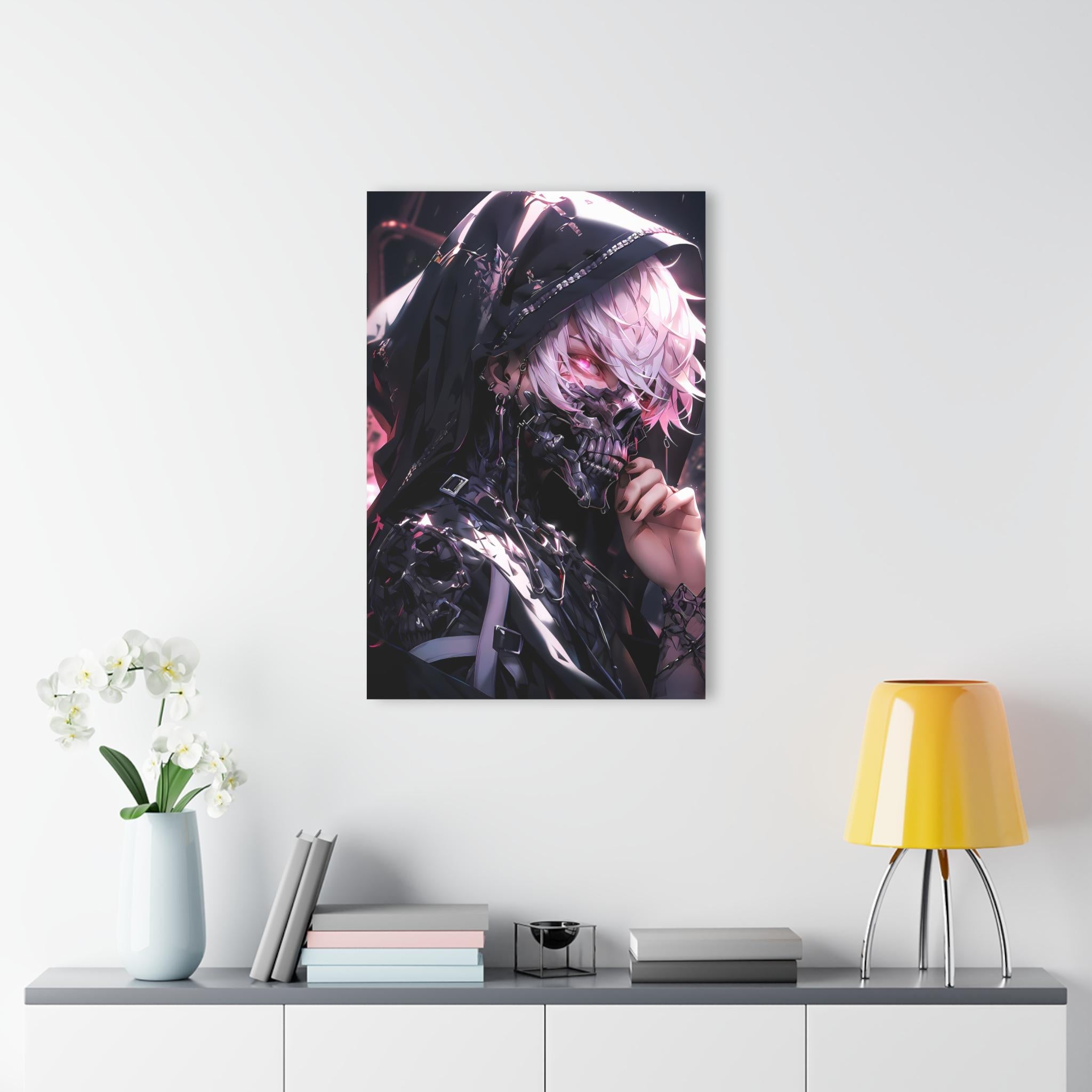 ColorFlow | Cyber Reaper Hooded Assassin Metal Wall Art | Dark Futuristic Anime Decor-3