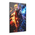 ColorFlow | Fire and Ice Rival Ninjas Anime Metal Wall Art | Dual Element Manga Inspired Decor-0